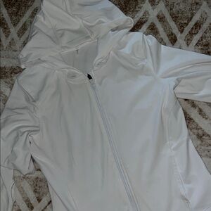 Athletic White Hooded Zip-Up Jacket